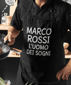 Grembiule divertente l'uomo dei sogni con nome a scelta