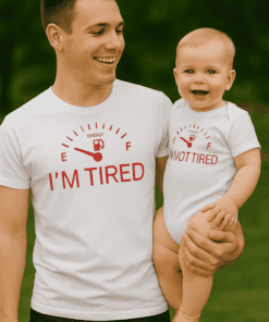 Maglietta divertente a body set tired not tired