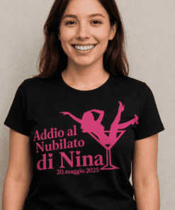 Maglietta divertente addio al nubilato con nome a scelta