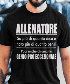 Maglietta divertente allenatore genio pro eccezionale