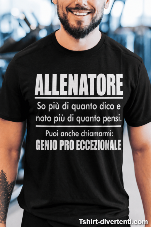 Maglietta divertente allenatore genio pro eccezionale