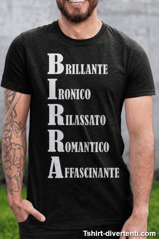 Maglietta divertente Birra con iniziali a scelta