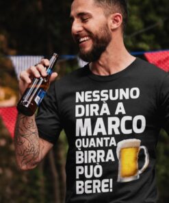 Maglietta divertente birra con nome a scelta