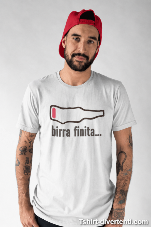 Maglietta divertente birra finita
