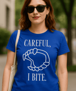 Maglietta divertente careful I bite
