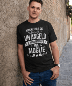 Maglietta divertente Dio mi ha mandato mia moglie