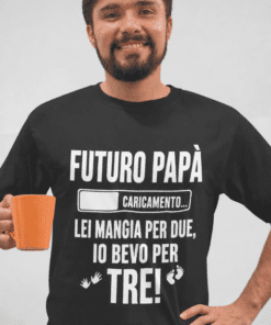 Maglietta divertente futuro papà bevo per tre