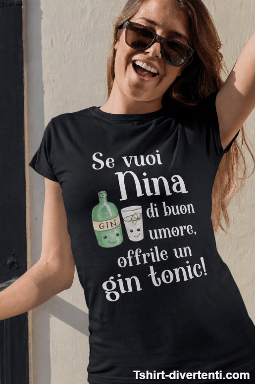 Maglietta divertente gin tonic con nome a scelta