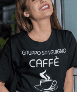 Maglietta divertente gruppo sanguigno caffè