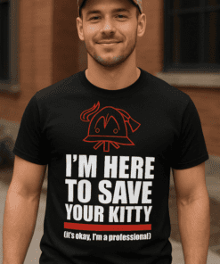 Maglietta divertente I'm here to save your kitty