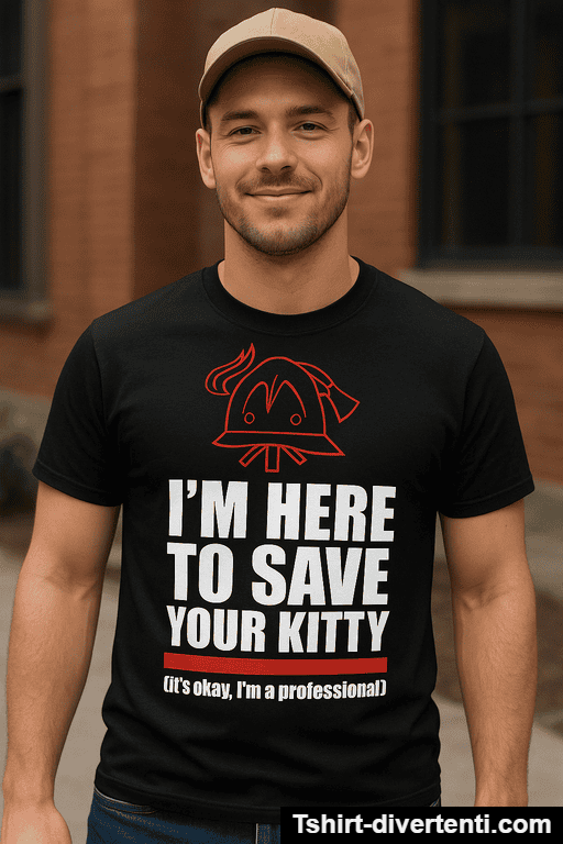 Maglietta divertente I'm here to save your kitty