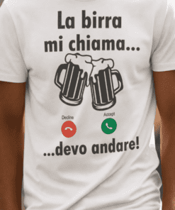 Maglietta divertente la birra mi chiama