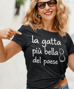 Maglietta divertente la gatta più bella del paese