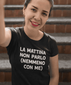 Maglietta divertente la mattina non parlo