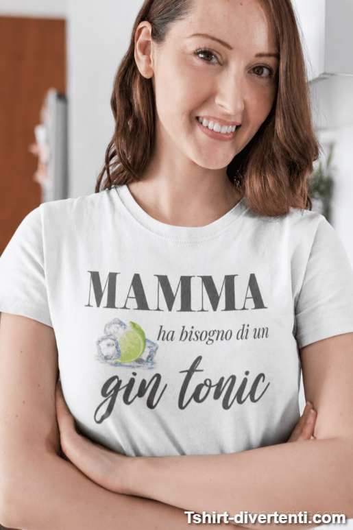 Maglietta divertente mamma ha bisogno di gin tonic