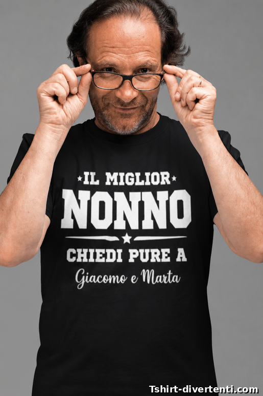 Maglietta divertente miglior nonno con nome a scelta