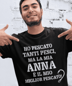 Maglietta divertente miglior pescato con nome a scelta