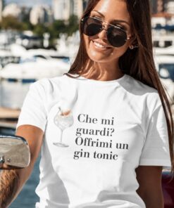 Maglietta divertente offrimi un gin tonic