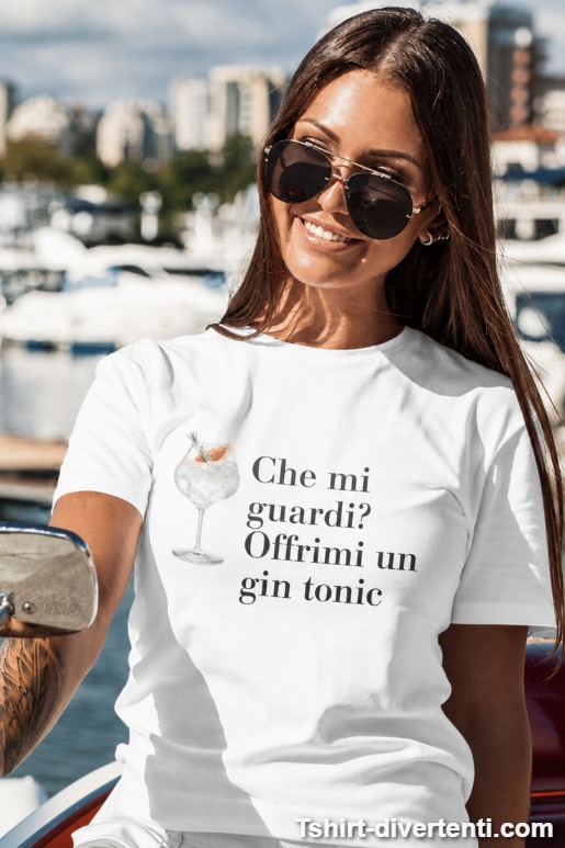 Maglietta divertente offrimi un gin tonic