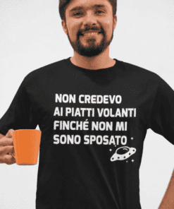 Maglietta divertente piatti volanti matrimonio