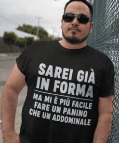 Maglietta divertente preferisco un panino agli addominali