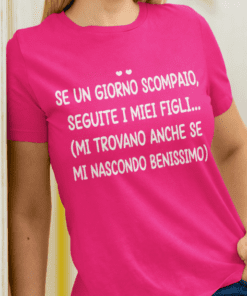 Maglietta divertente se scompaio seguite i miei figli