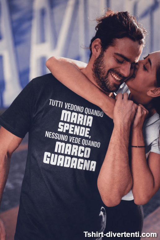 Maglietta divertente spende guadagna con nome a scelta