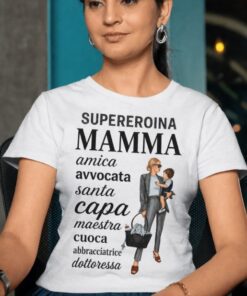 Maglietta divertente supereroina mamma