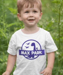 Maglietta per bambini Jurassic Park con nome a scelta