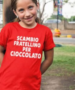 Maglietta per bambini scambio fratellino per cioccolato