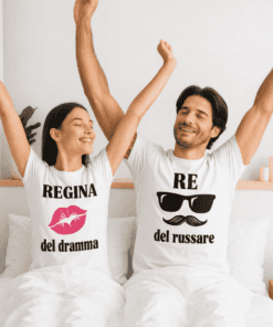 Magliette di coppia re russare regina dramma
