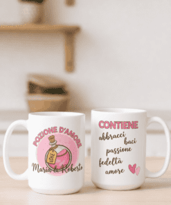 Tazze di coppia pozione d'amore con nome a scelta