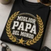T-shirt papà con badge retrò e slogan Miglior papà del mondo