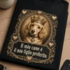 T-shirt con cane in cornice ovale vintage e slogan Il mio cane è il mio figlio preferito.