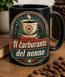 Tazza vintage con badge retrò e scritta Il carburante del nonno